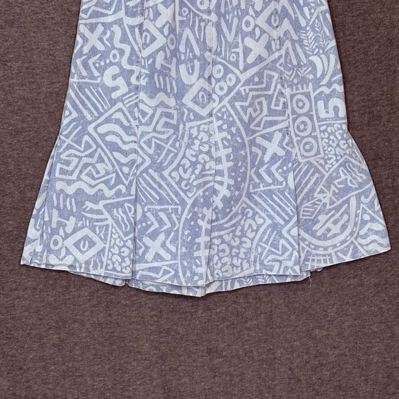 Vintage Cherokee A-Line Skirt Blue White Abstract Print Cotton USA Made Size 12 - Picture 3 of 10